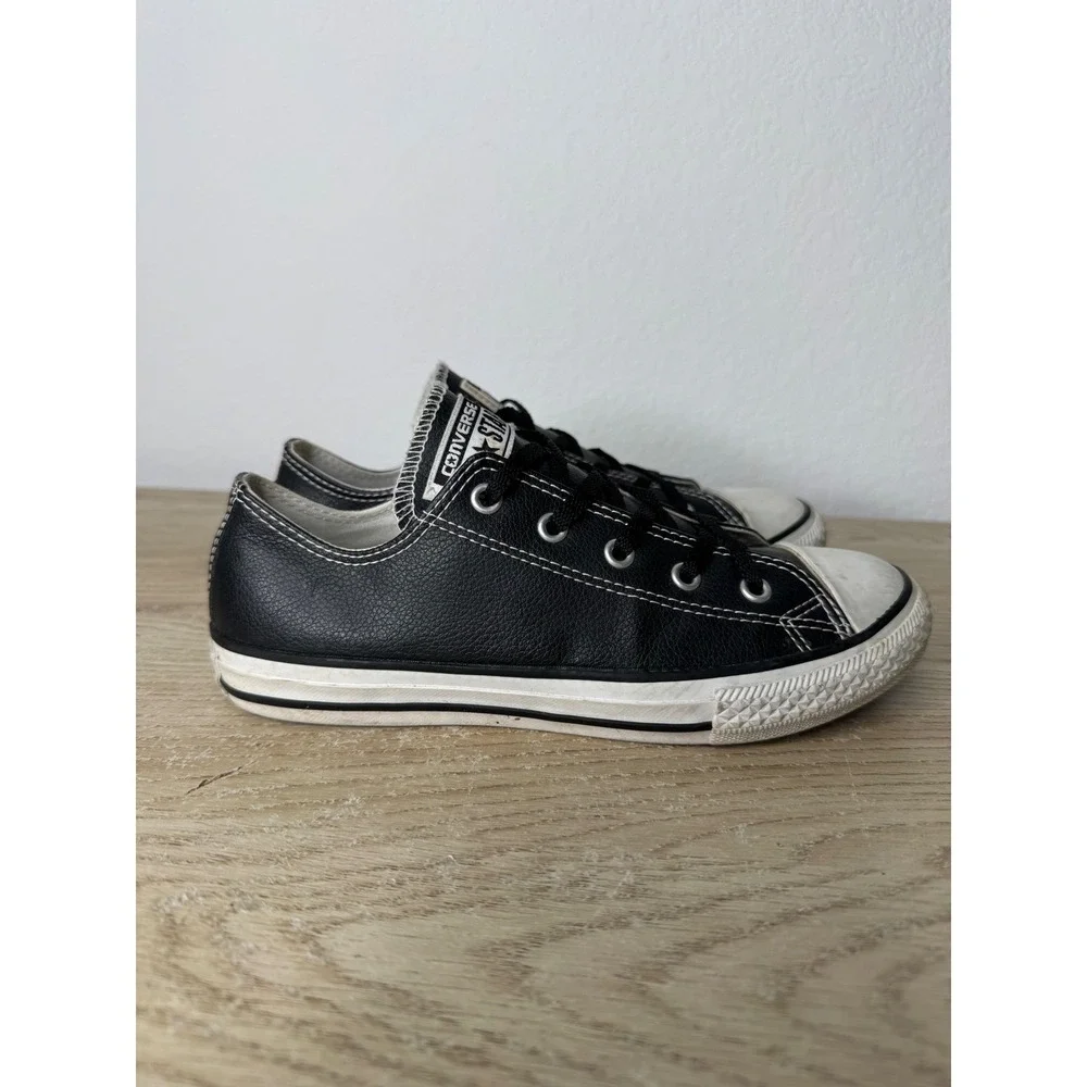 Converse Chuck Taylor All Star Low Black Leather Junior Shoes 609057C Size 3‎